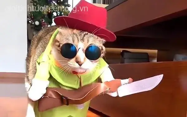 Ảnh troll ánh mắt mèo lạnh khiến ai cũng rén