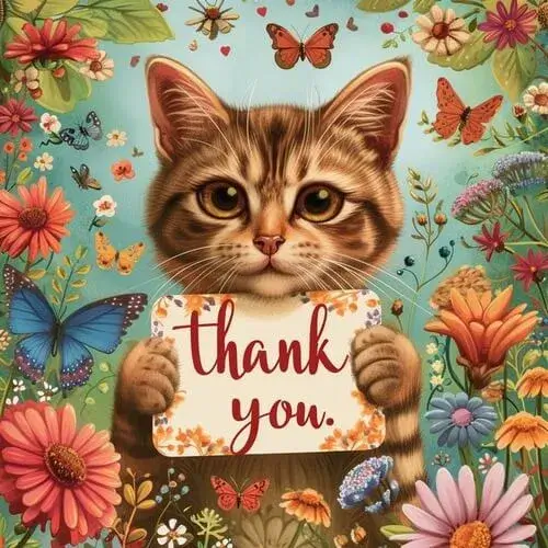 45 Mèo ngồi ngoan ngoãn, ánh nhìn biết ơn.