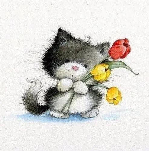 42 Mèo cúi đầu nhẹ, ánh mắt long lanh cảm ơn.