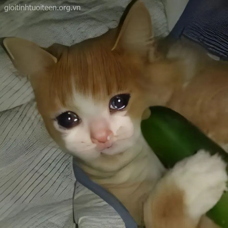 Hình troll mèo nước mắt giả trân cực viral