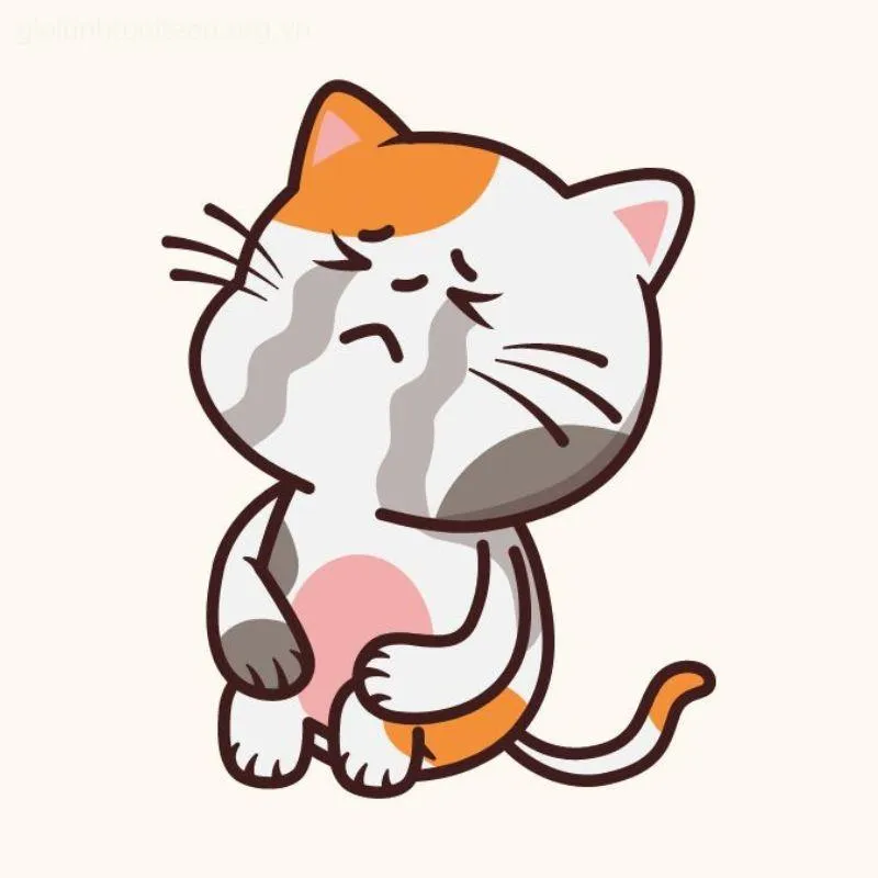 Meme mèo khóc thảm thiết, gương mặt buồn đau nhưng rất dễ thương