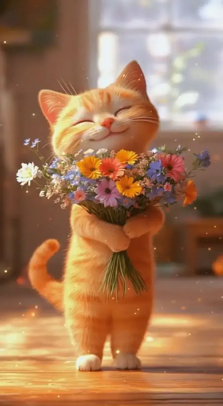 Ảnh mèo tặng hoa ngây ngô nhưng khiến tim tan chảy