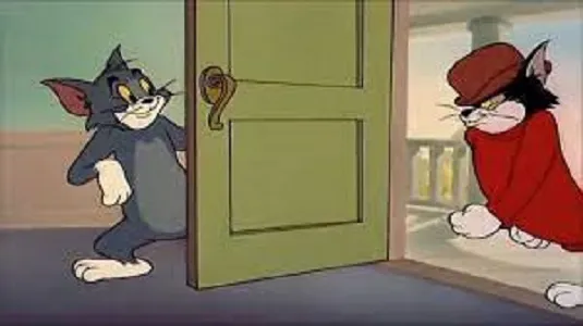 Meme mèo Tom mở cửa cho chú mèo áo đỏ